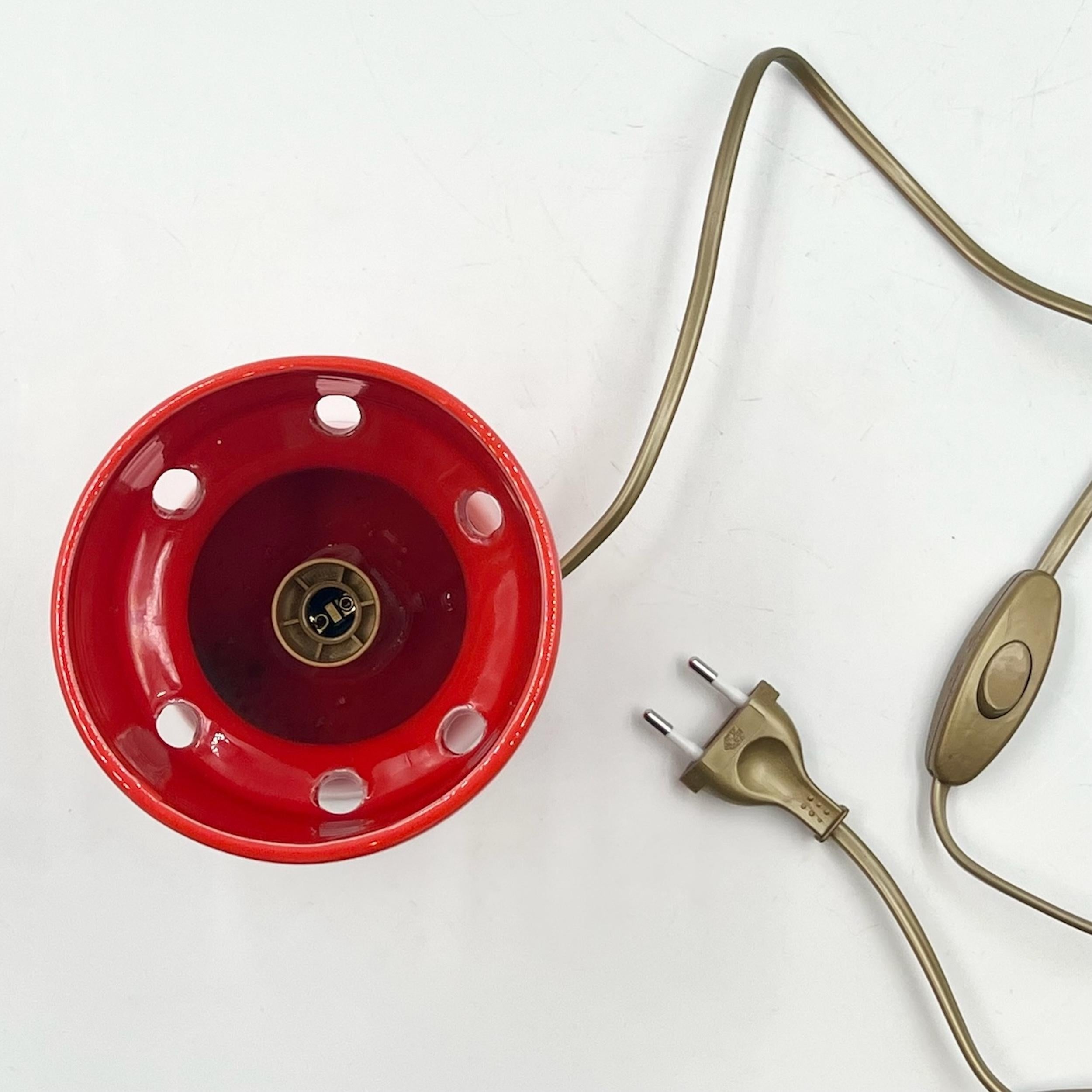 Orange Vintage-Tischlampe aus Keramik, 1970er Jahre, MCM-Design, italienische Beleuchtung im Angebot 2