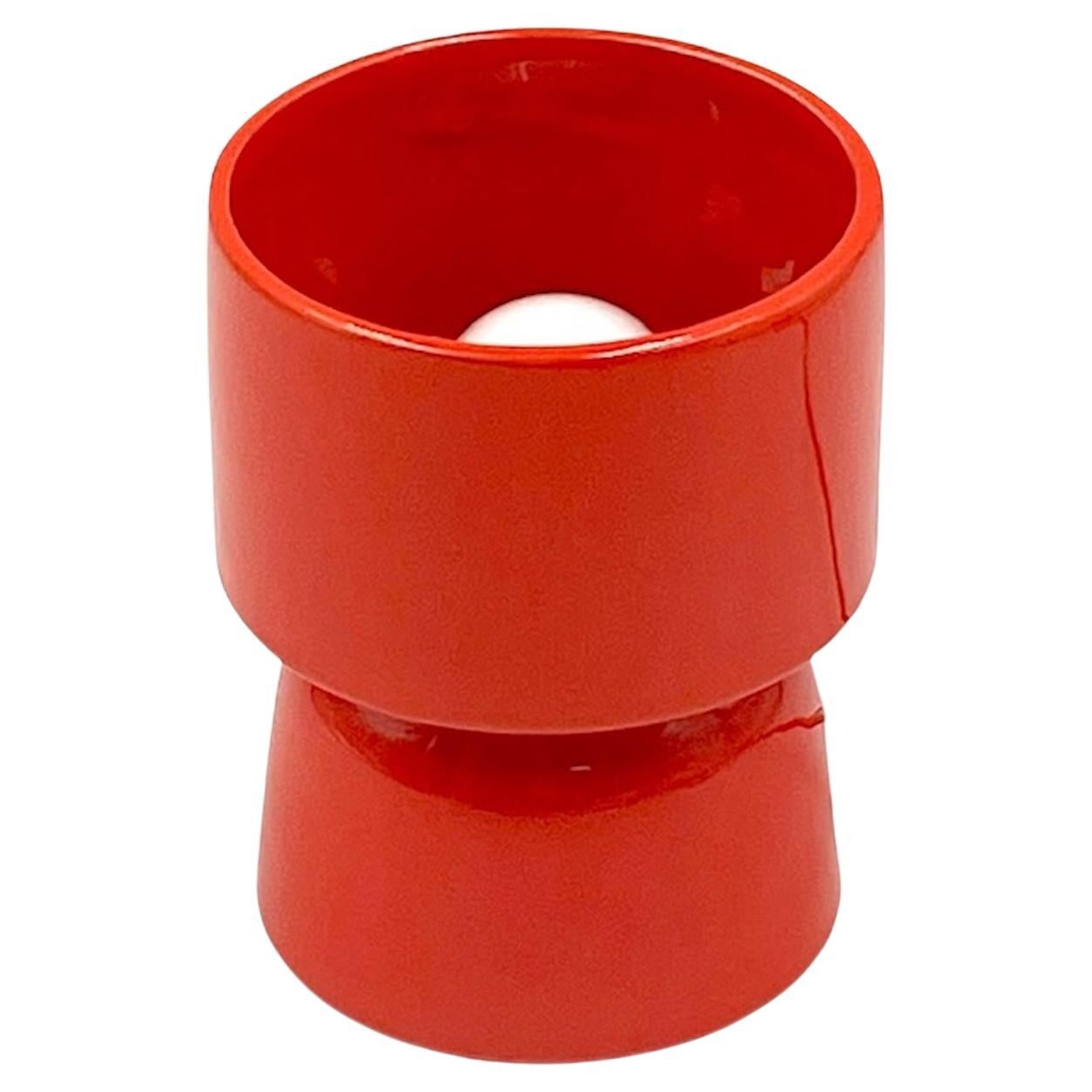 Vintage 1970s Orange Ceramic Table Lamp - MCM Design Italian Lighting