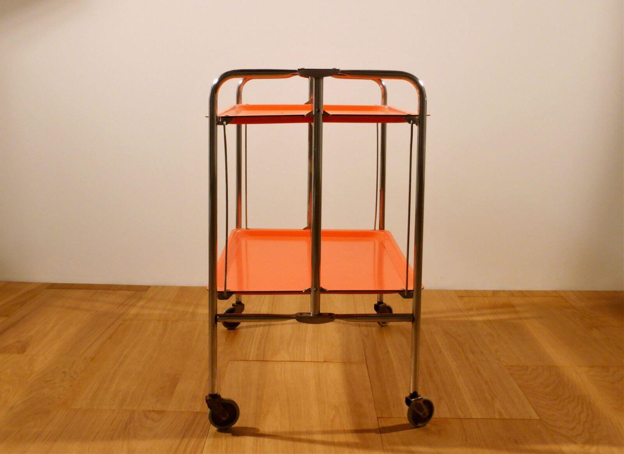 Vintage 1970s Orange Folding Bar Cart – A Retro Chic Statement Piece in vendita 4