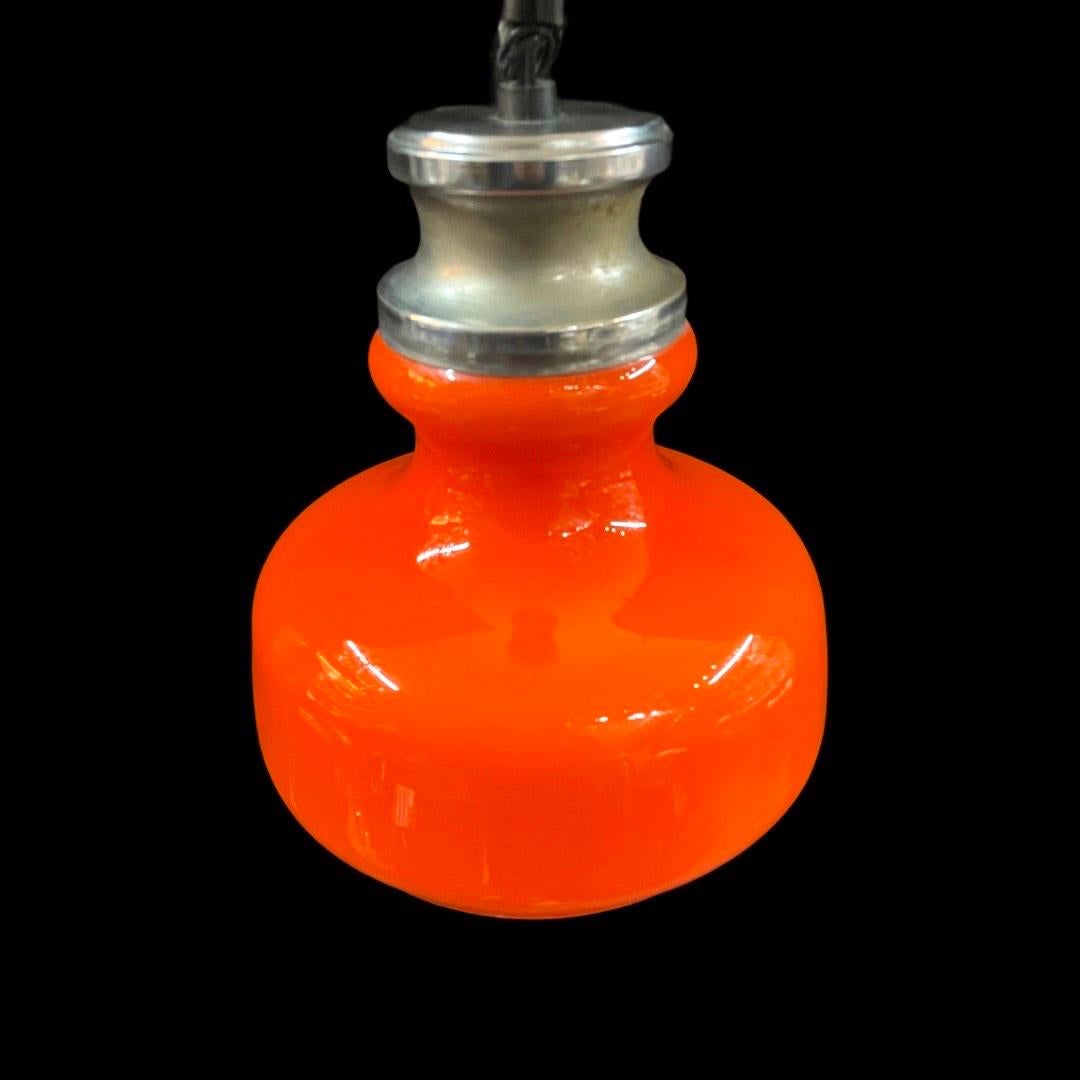 Vintage 1970's Orange Rise & Fall Pendant Light In Good Condition For Sale In London, GB