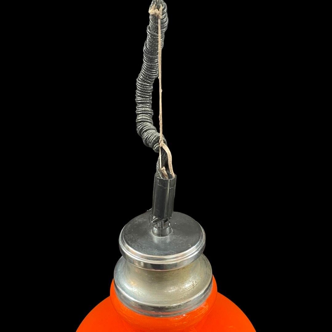 Blown Glass Vintage 1970's Orange Rise & Fall Pendant Light For Sale