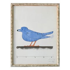 Vintage 1970 Lithographie Lalanne originale signée et numérotée "L'oiseau Bleu"