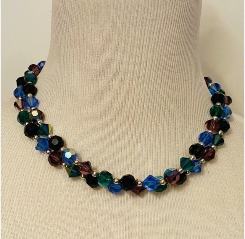 Late 20th Century Vintage 1970s Original YSL Faceted Crystal Multi Jeweled Opera Necklace For Sale