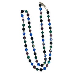 Vintage anni '70 Collana Opera originale YSL con cristalli sfaccettati e Jewell multipli