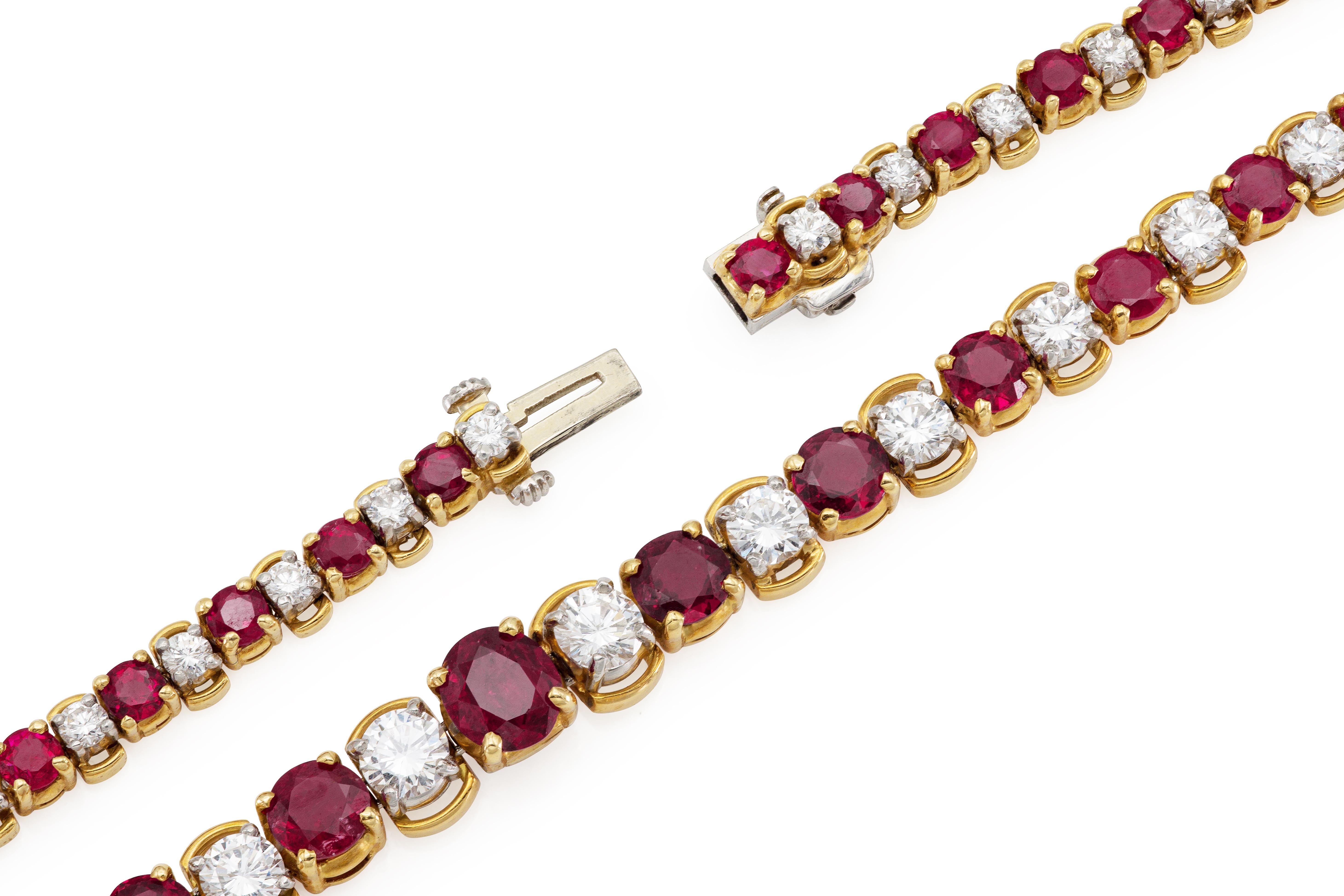 Oscar Heyman Riviera-Halskette, Rubin und Diamant, Vintage, 1970er Jahre im Zustand „Gut“ im Angebot in New York, NY