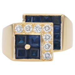 Vintage 1970s Oscar Heyman Sapphire and Diamond Ring