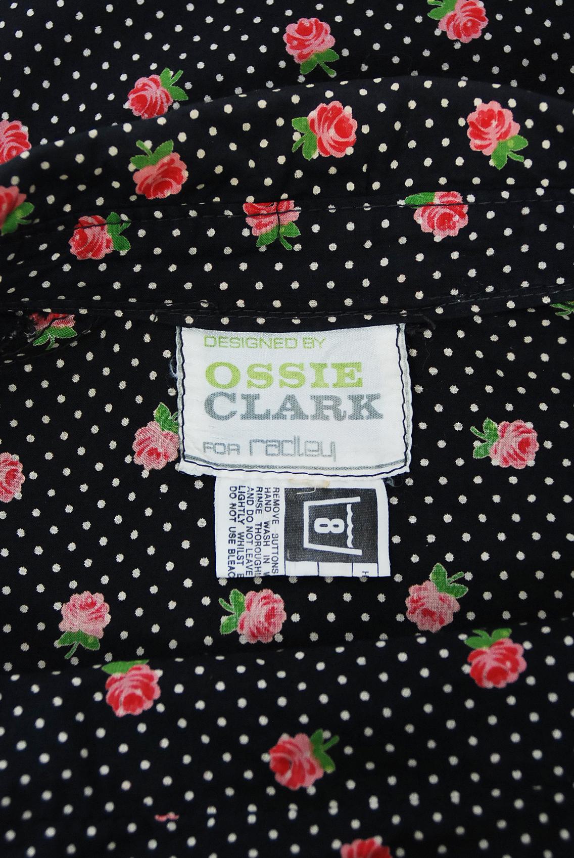 Vintage 1970's Ossie Clark For Radley Dotted Floral Deco Print Cotton Jumpsuit 4