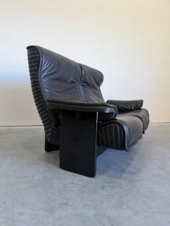 Vintage 1970’s Otto Zapf for Knoll International Follow Me Black Leather Sofa