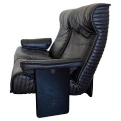 Vintage 1970’s Otto Zapf for Knoll International Follow Me Black Leather Sofa