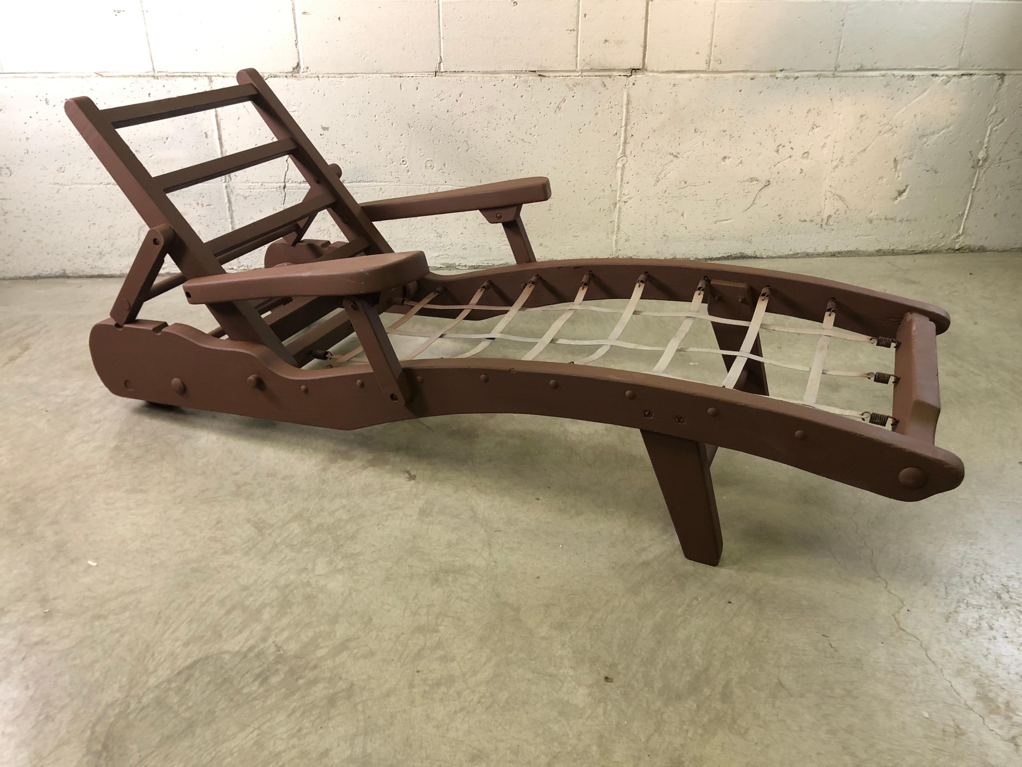 vintage redwood chaise lounge