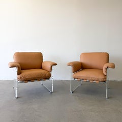 Vintage 1970s Pace Collection Argenta Lounge Chairs  Mid-Century Modern Chrome