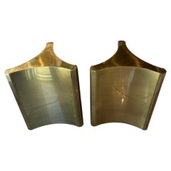 Vintage 1970s Pair Mastercraft Trilobi Brass Dining Table or Desk Pedestal Bases