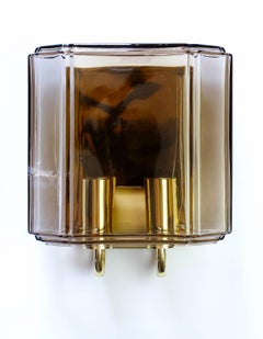 Vintage 1970s Pair of Toned Glass Wall Mounted Sconces by Limburg, Germany