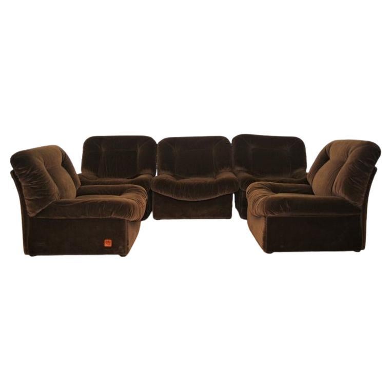 Vintage 1970s Panarea Modular Armchairs - Set of 5 by Lev Lev in Chenille