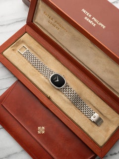 Vintage 1970s Patek Philippe Ellipse 18K White Gold Manual Wind Onyx Dial