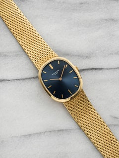 Vintage 1970s Patek Philippe Ellipse 3548 18K YG Blue Dial Manual 27mm