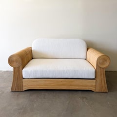 Vintage 1970s Pencil Reed Loveseat in Off-White Bouclé Settee