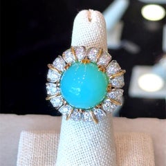 Vintage 1970's Peruvian Opal & Diamond 18k Gold Cocktail Ring