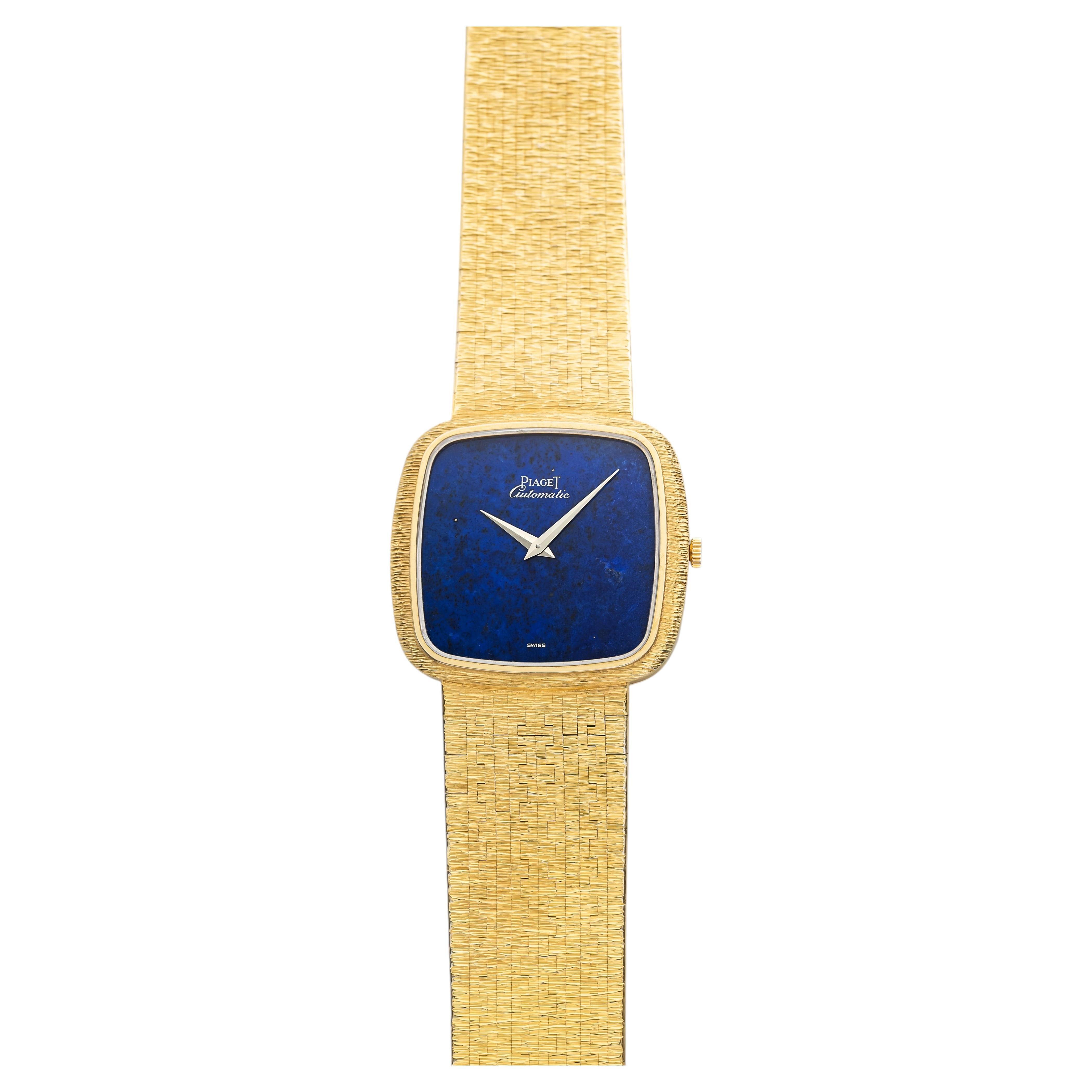 Piaget 12773A6 vintage des années 1970, en or 18 carats, cadran en lapis-lazuli, automatique, 32 mm