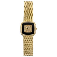 Vintage 1970s Piaget 12775D2 18K YG Onyx Pave Diamond Dial Automatic 31 mm