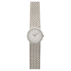 Vintage 1970s Piaget 18K WG 9706 D2 Manual Pavé Diamond & Emerald 24mm