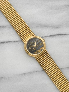 Vintage 1970s Piaget 9040 G1 18K Yellow Gold Tiger Iron Stone Dial Manual 26mm