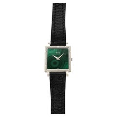 Vintage 1970s Piaget 937 Square Hobnail 18K WG Malachite Dial Manual 30mm