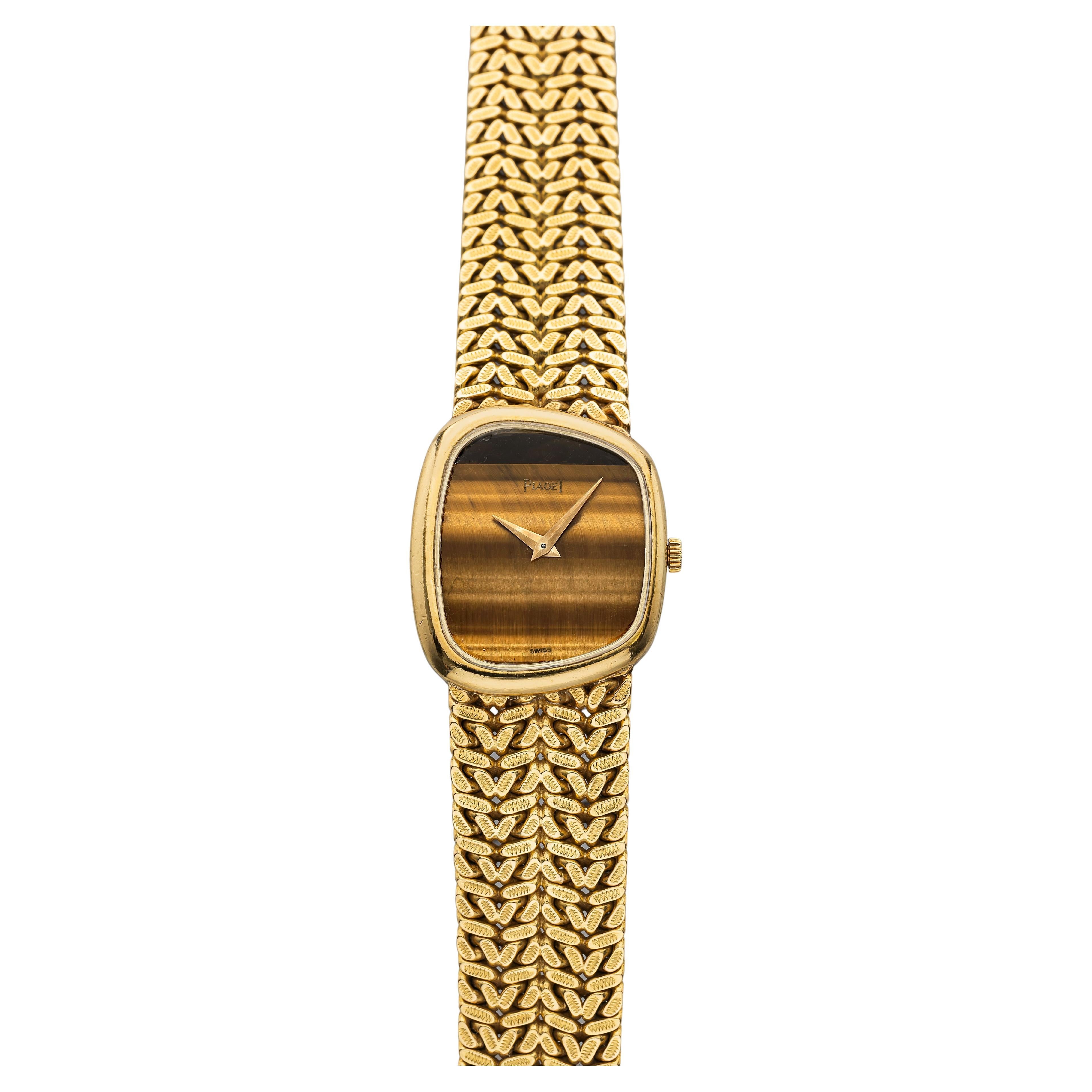 Vintage años 70 Piaget Asymmetric 9487 Oro 18k De cuerda manual Esfera ojo de tigre 23mm