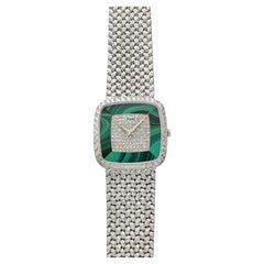 Vintage 1970 Piaget Classic 18K WG 9772 D2 Manuel Malachite Diamants 30mm