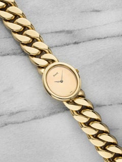 Vintage By degli anni '70 Piaget Cuban Link 9812 N160 18k Yellow Gold Foil Dial Manual 24 mm