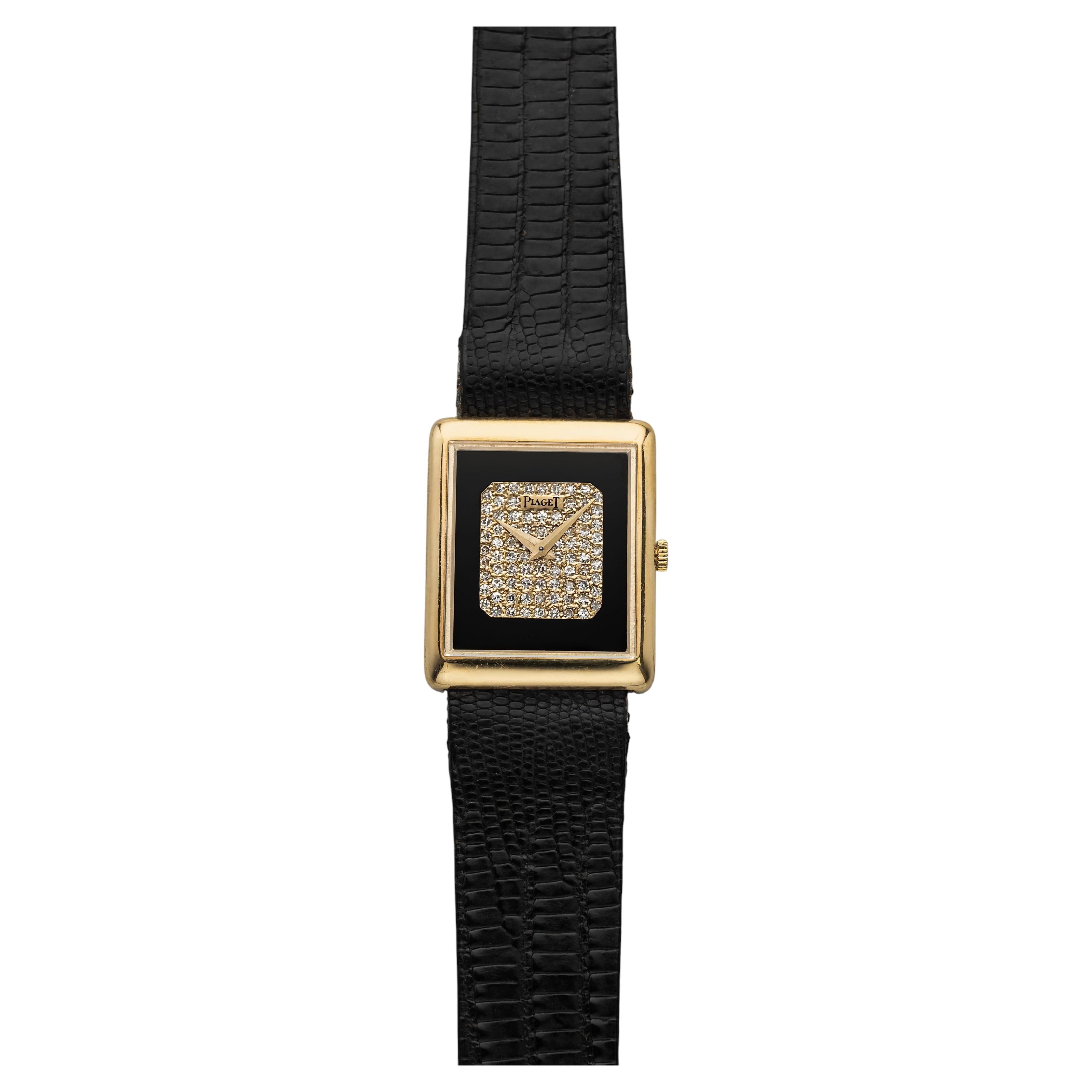 Pre-owned Piaget Vintage 1970s  Protocole 9150 18k Yg Onyx Pavé Diamond Dial Manual 23 Mm In Black