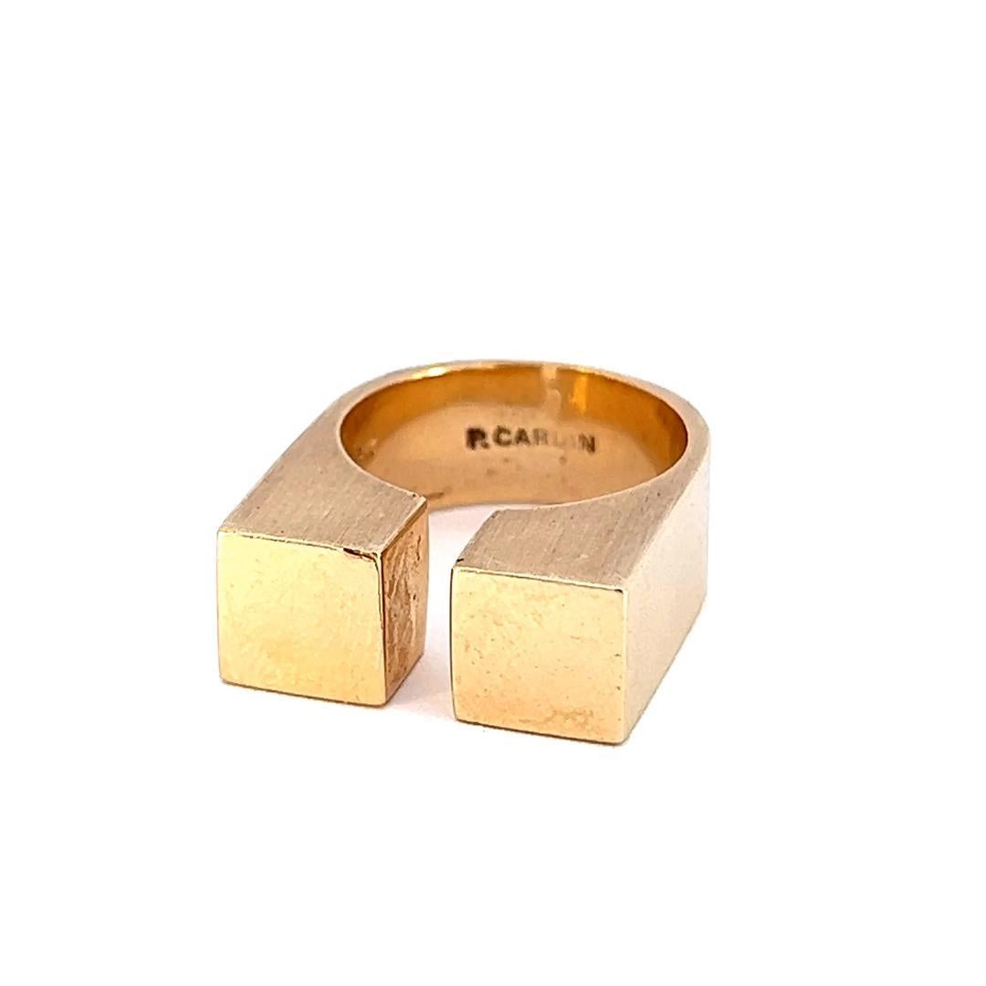 Vintage 1970s Pierre Cardin Double Cube 14k Gold Ring For Sale 1