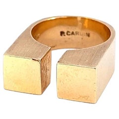 Vintage 1970s Pierre Cardin Double Cube 14k Gold Ring