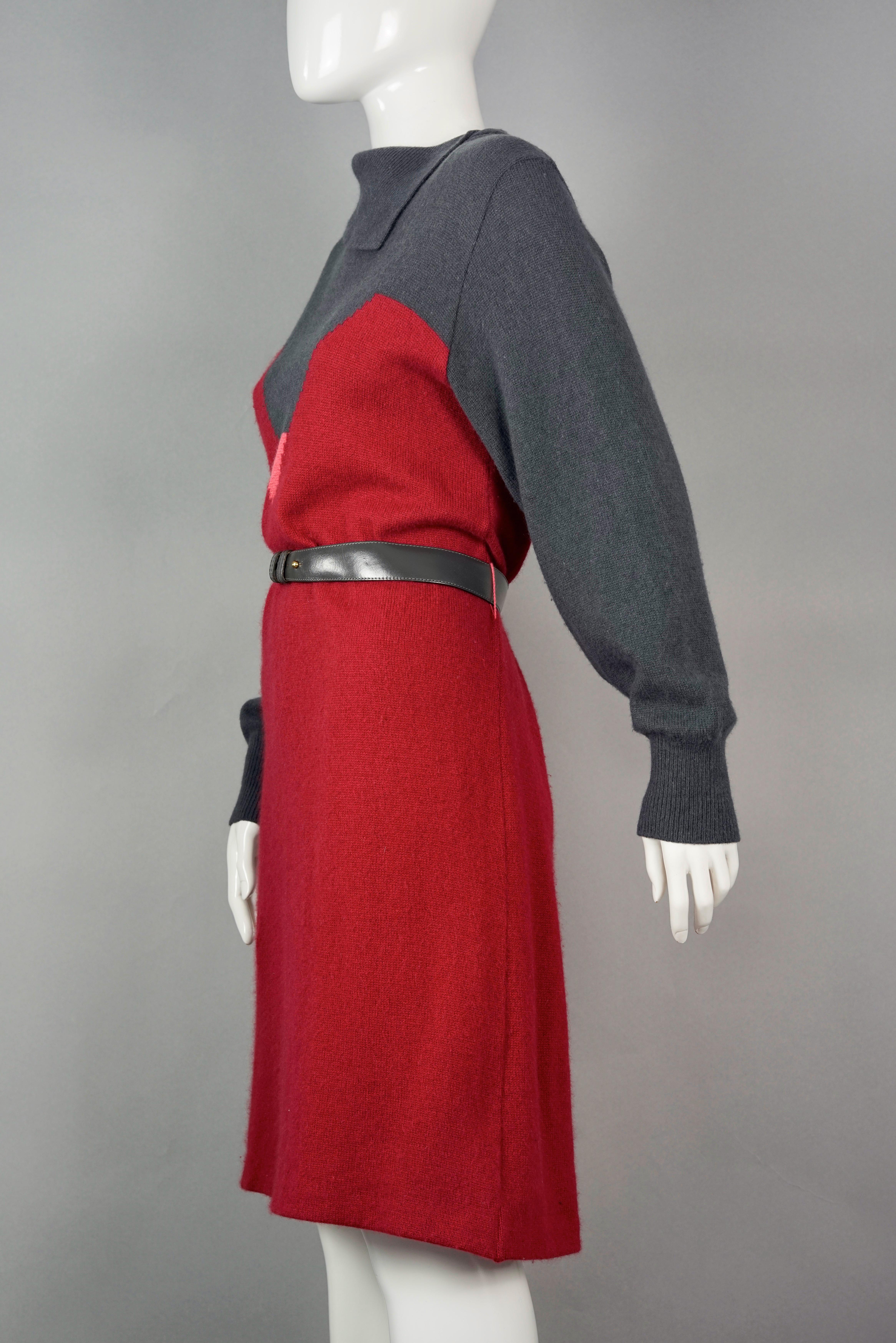 Women's Vintage 1970s PIERRE CARDIN Mod Knit Belted Dress