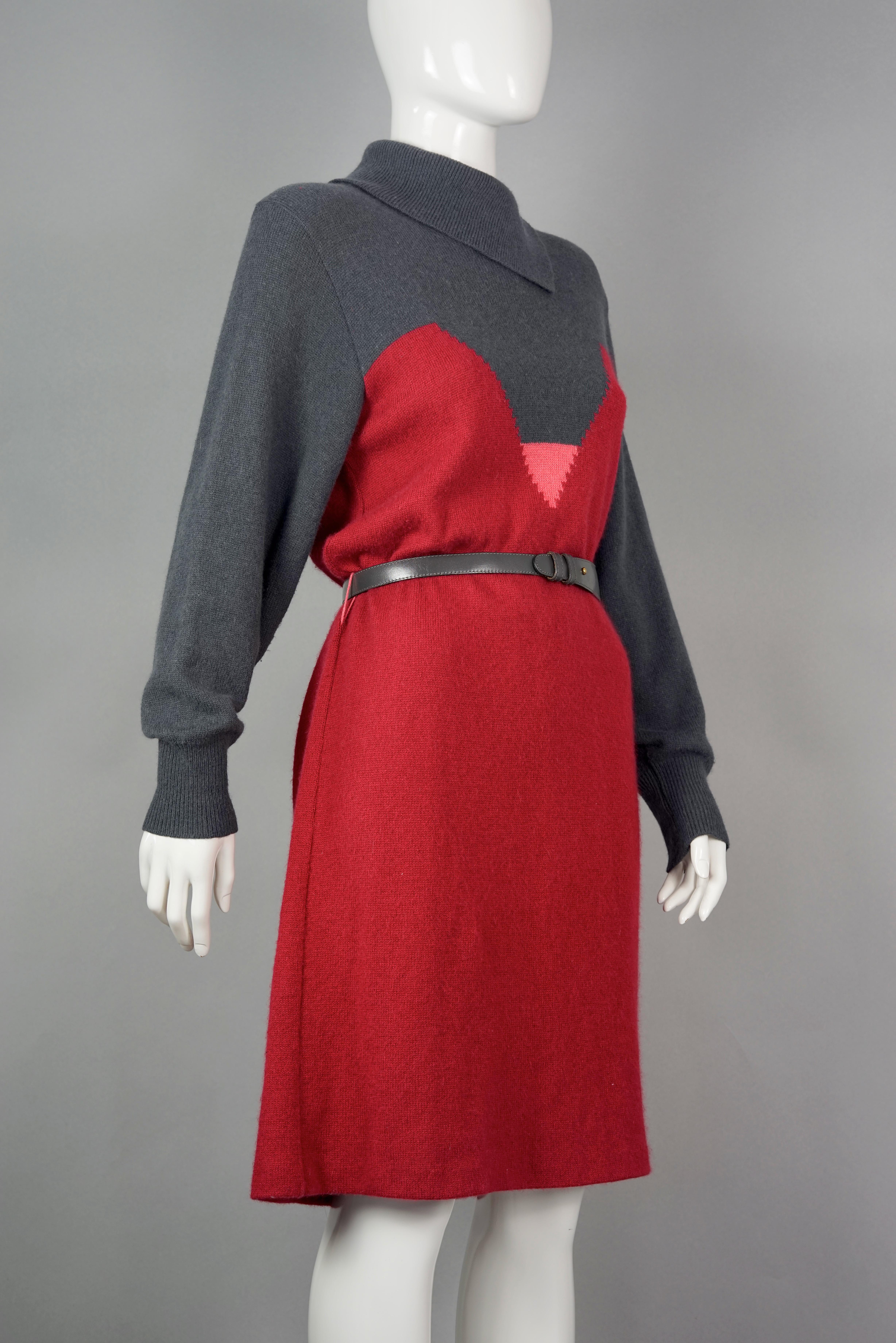 Vintage 1970s PIERRE CARDIN Mod Knit Belted Dress 1