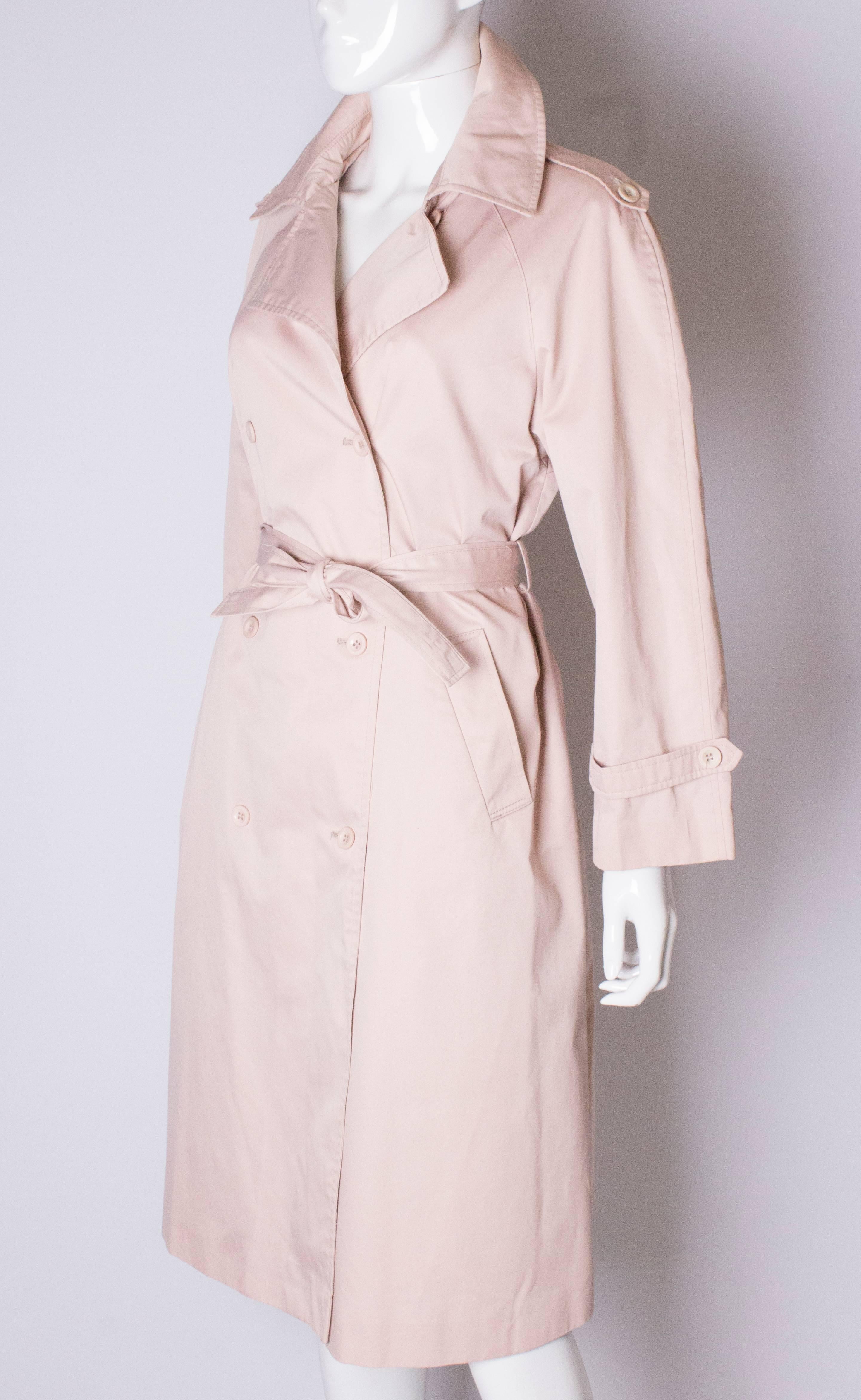 Beige Vintage 1970s Pierre Cardin Pink Trench Coat