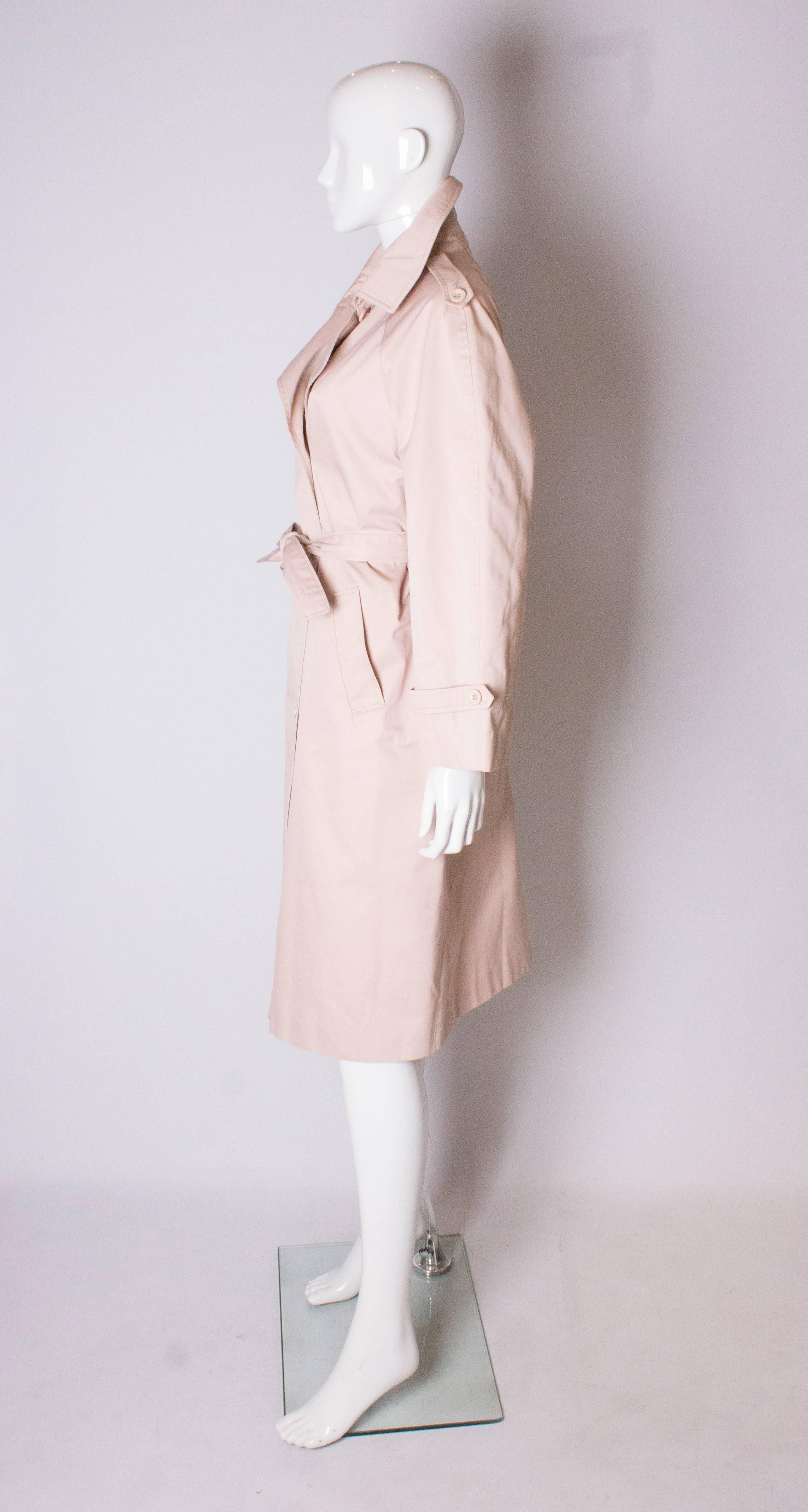 Vintage 1970s Pierre Cardin Pink Trench Coat In Good Condition In London, GB