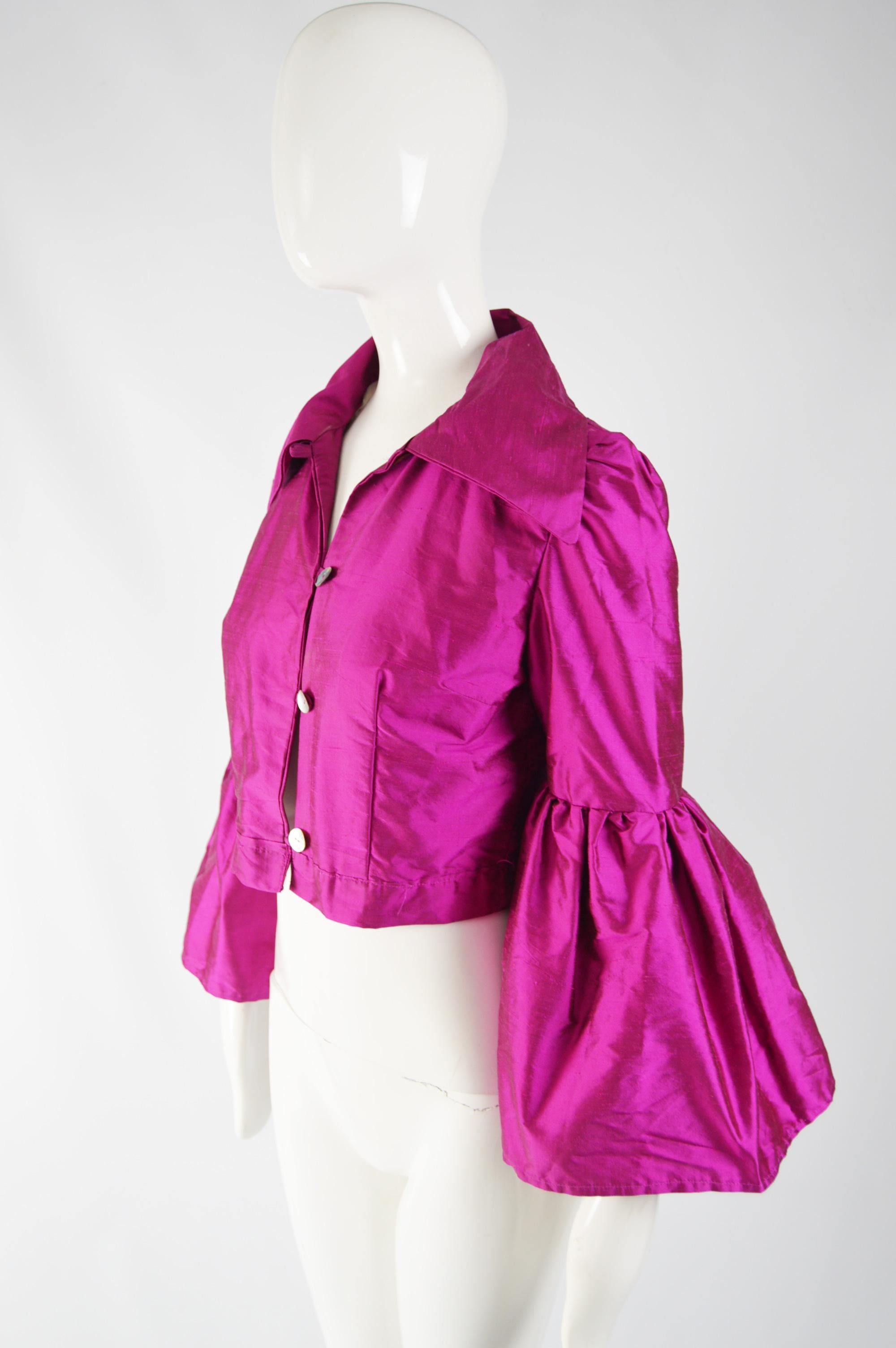 Women's Vintage 1970s Pink Silk Bell Sleeve Jacket For Sale