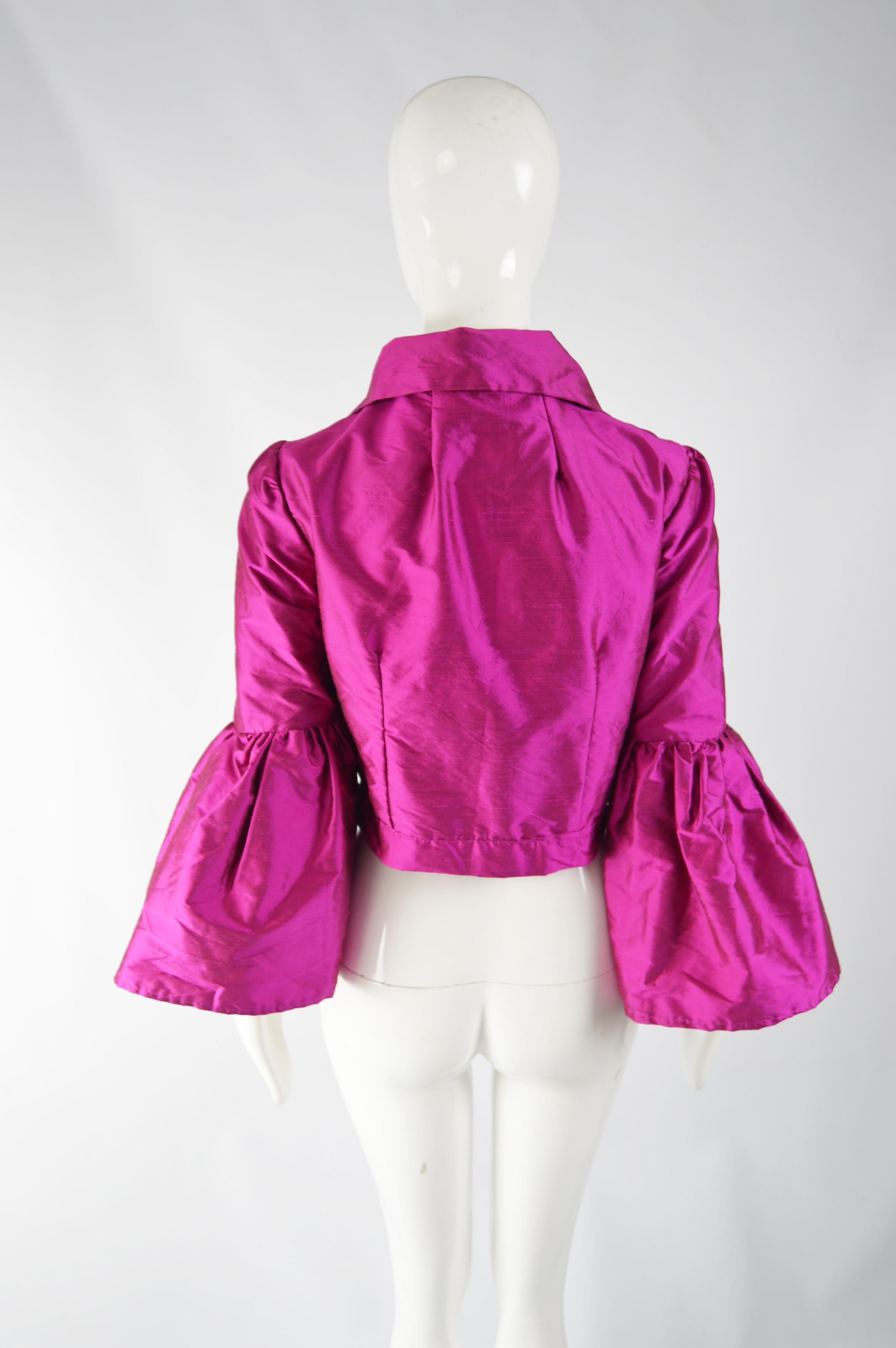 Vintage 1970s Pink Silk Bell Sleeve Jacket For Sale 1