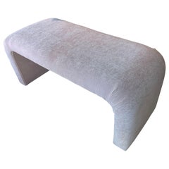 Vintage 1970s Pink Waterfall End of Bed Waterfall Bench Newly Upholstered