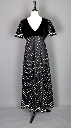 Vintage 1970s Polka dot maxi dress, Dolly Rockers