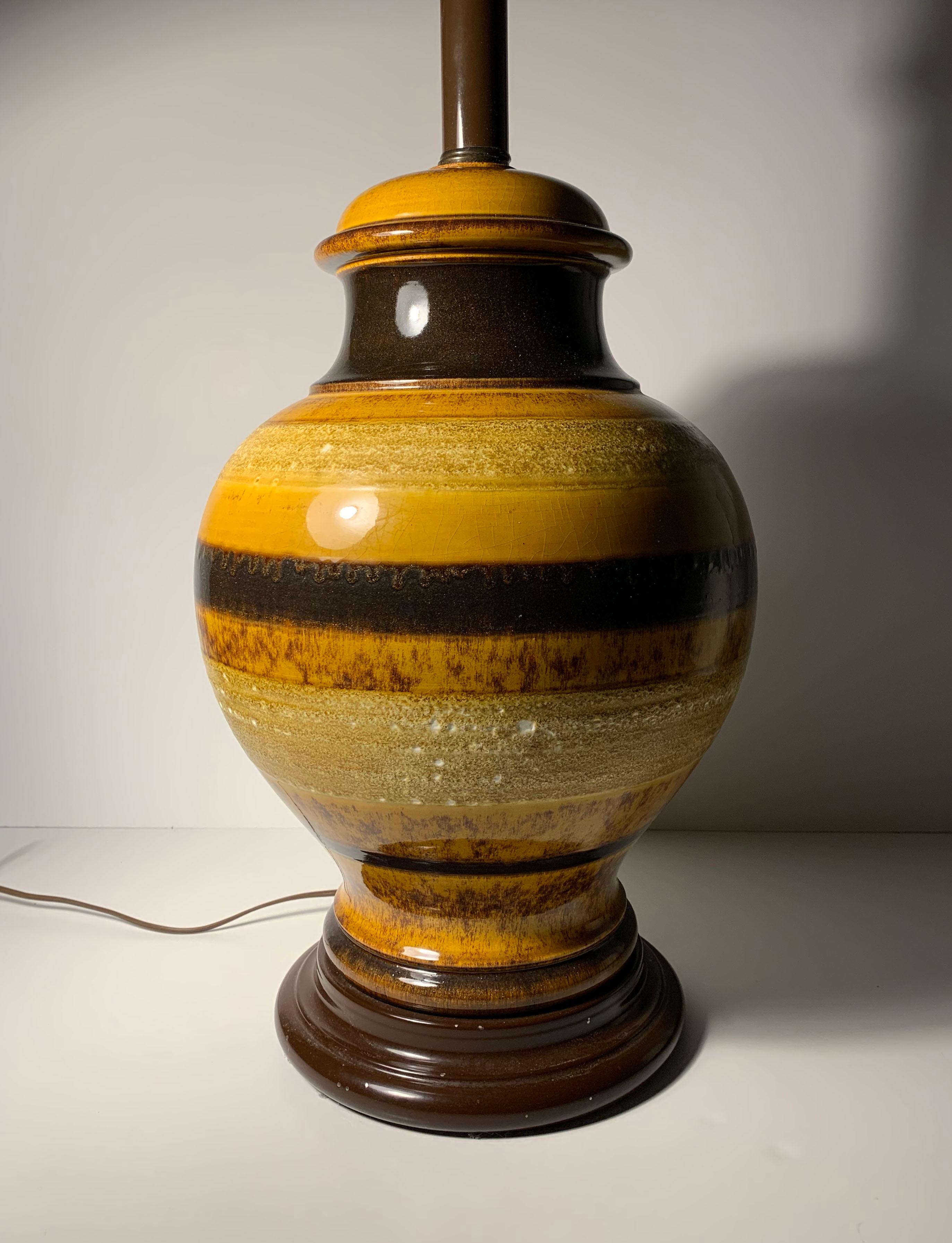 American Vintage 1970s Pottery Table Lamp in the manner of Bitossi Raymor For Sale