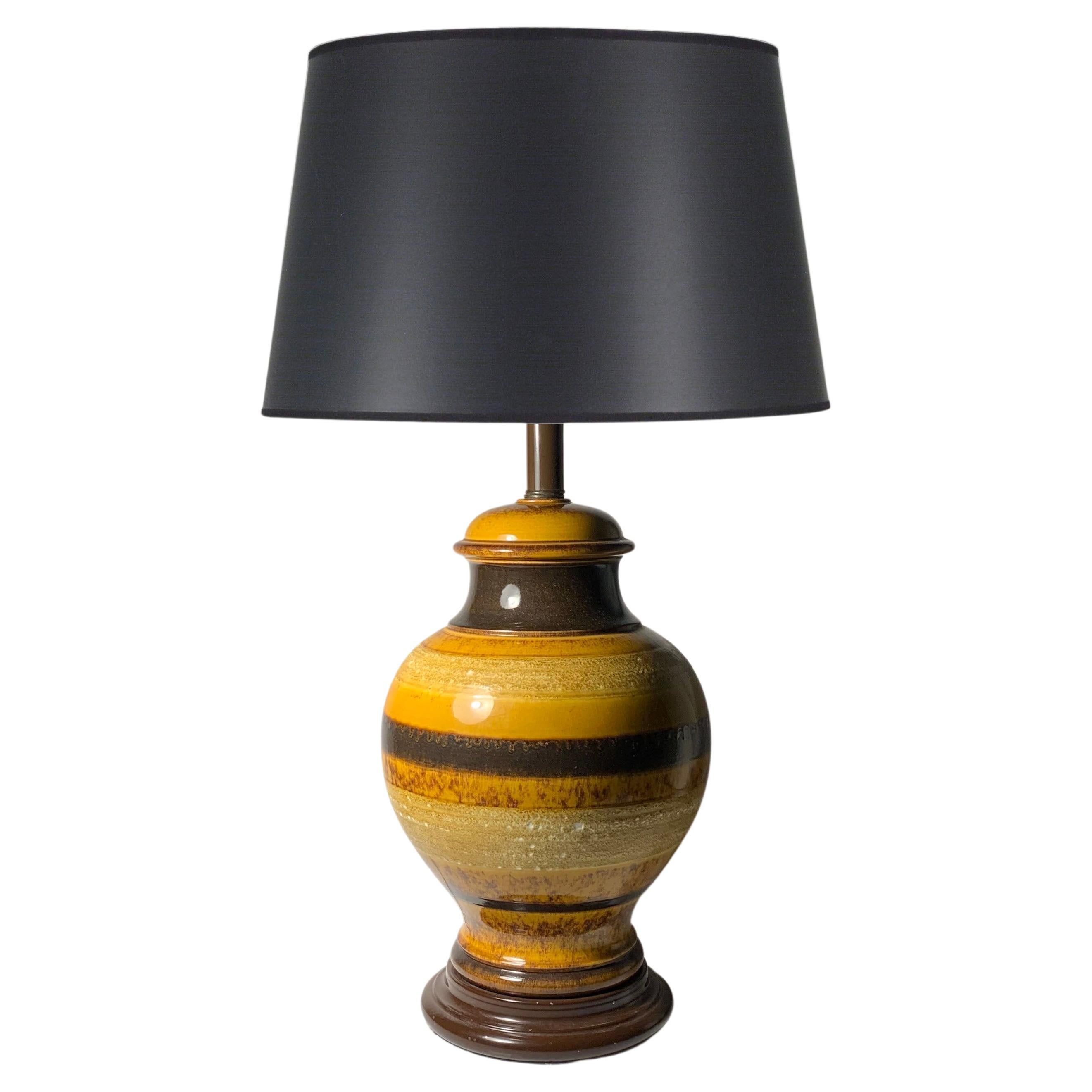 Vintage 1970s Pottery Table Lamp in the manner of Bitossi Raymor For Sale