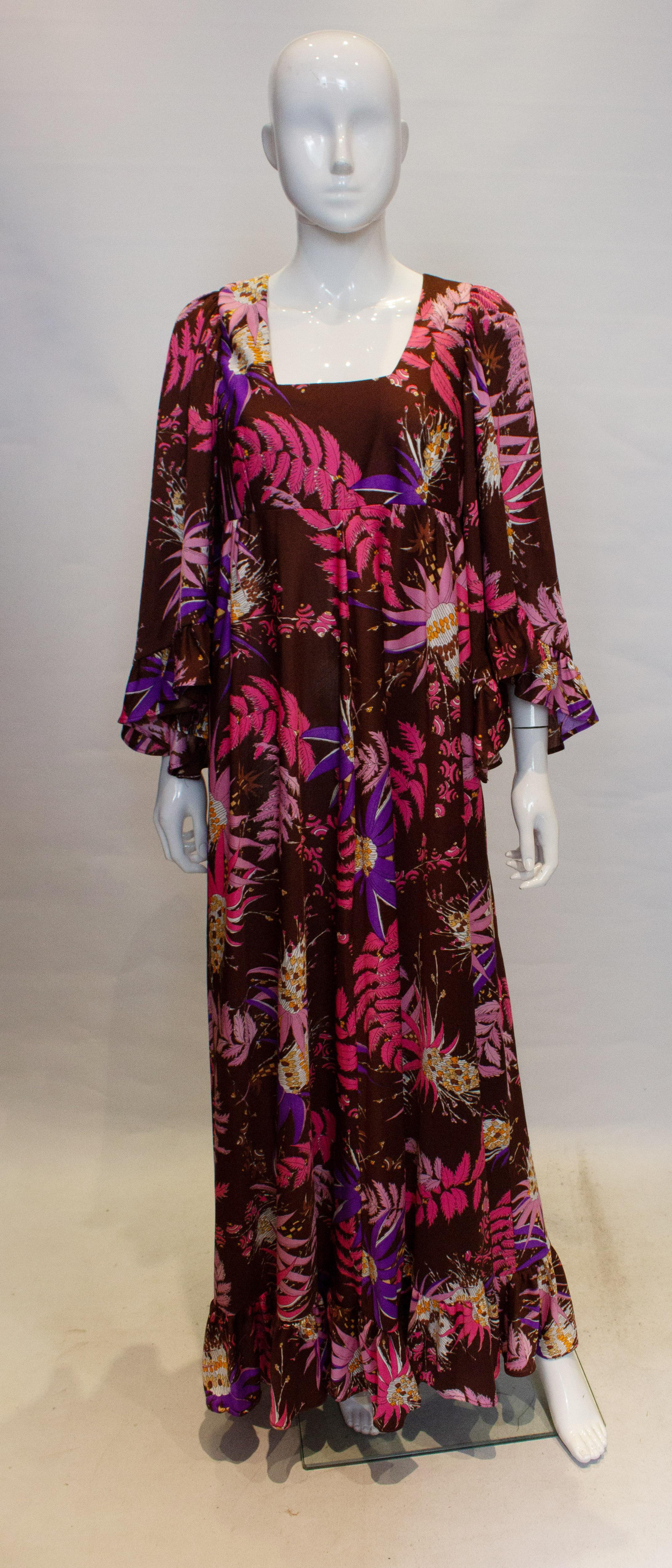 Vintage 1970s Print Gown 1
