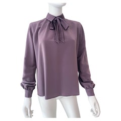 Vintage 1970s Purple Plum Silky Polyester and Satin Blouse Top Size 10/12