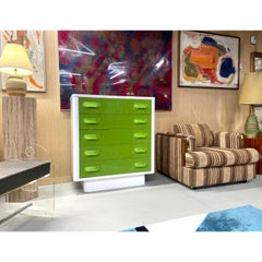 Vintage 1970s Raymond Loewy Style Space Age Green Chapter One Highboy Dresser