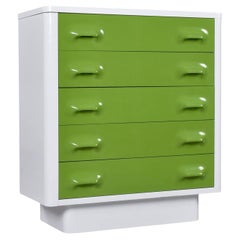 Vintage 1970s Raymond Loewy Style Space Age Green Chapter One Highboy Dresser