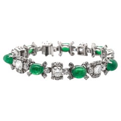 Bracciale vintage anni '70 Raymond Yard con smeraldi e diamanti cabochon