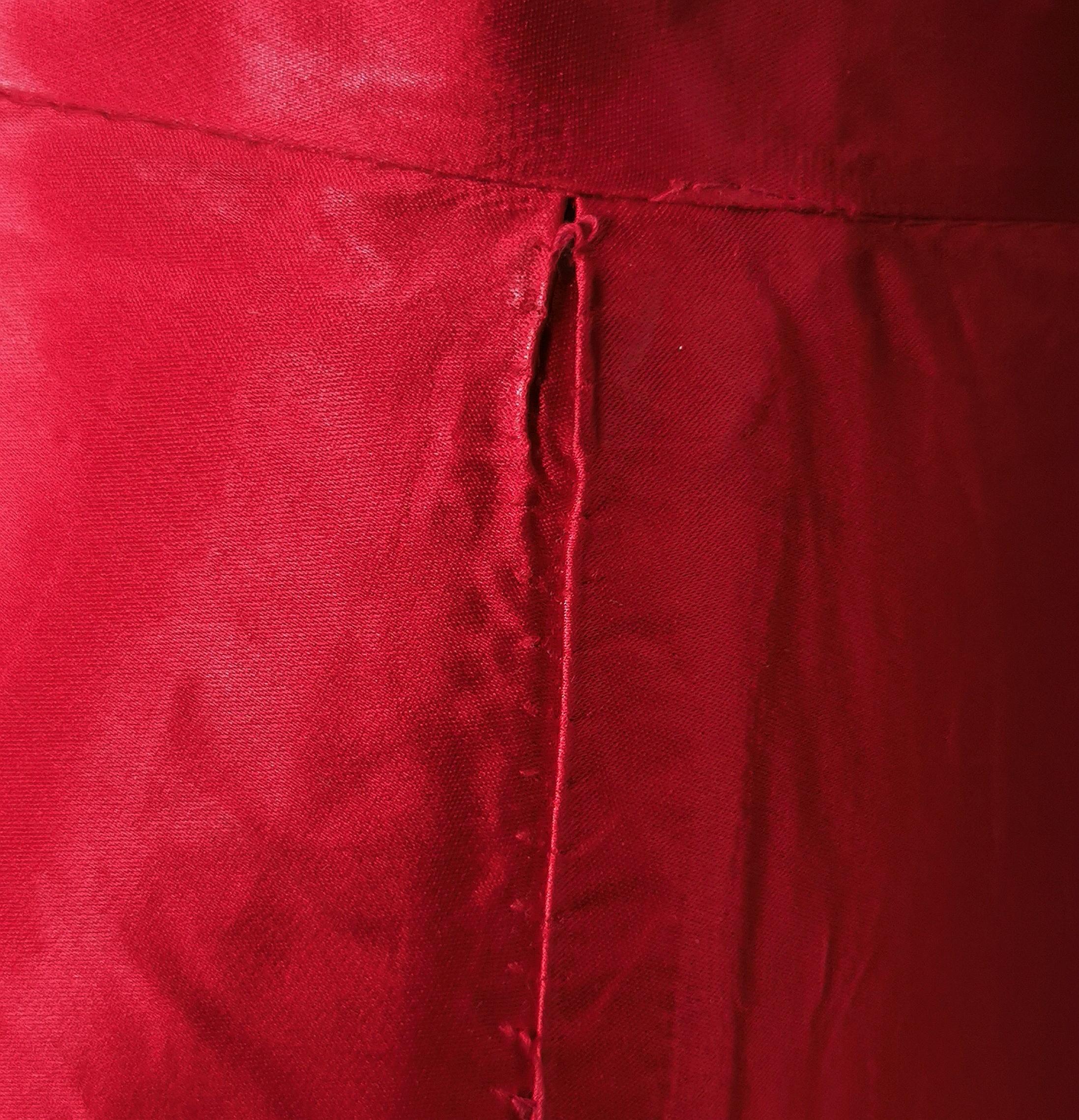 Vintage 1970s Red satin maxi skirt, Evening skirt  9