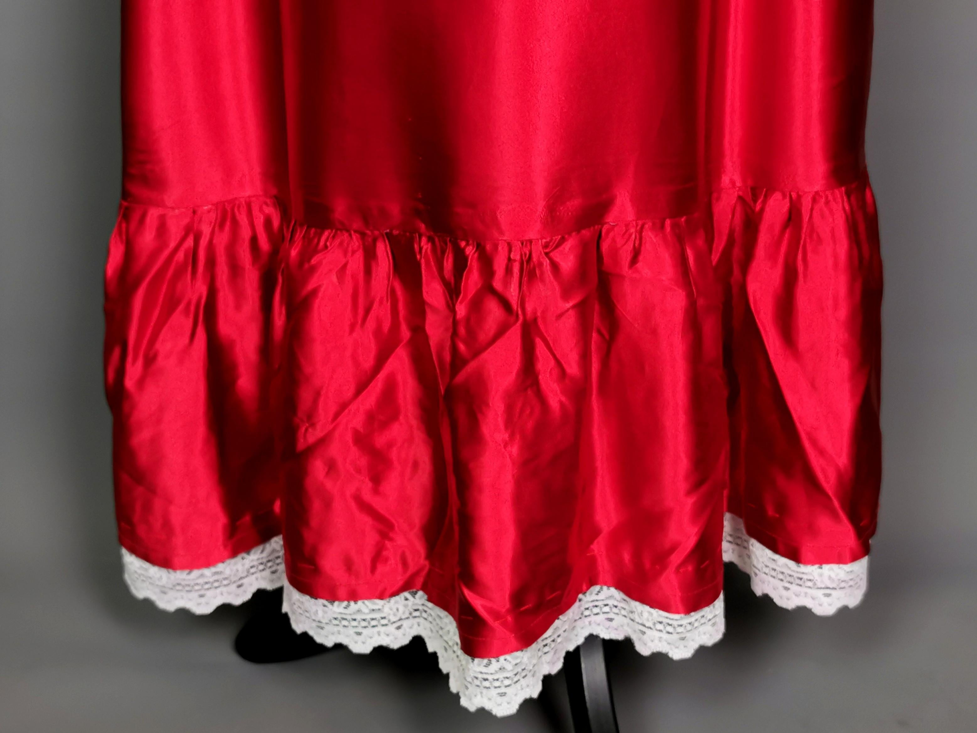 Vintage 1970s Red satin maxi skirt, Evening skirt  1